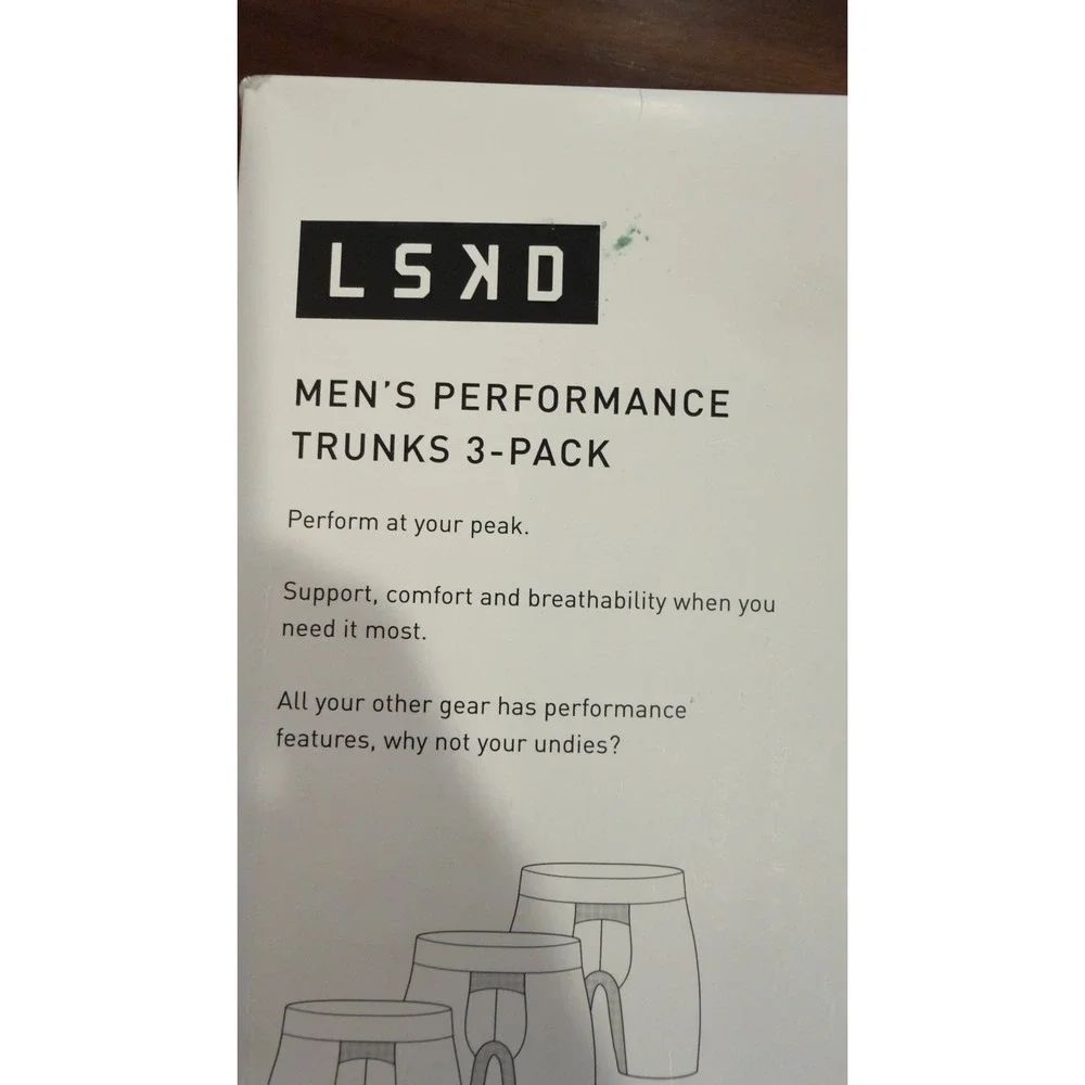 LSKD Mens‎ Perform Trunks 3-Pack XL Black Blue White MUND00550 5 Inch Inseam NEW